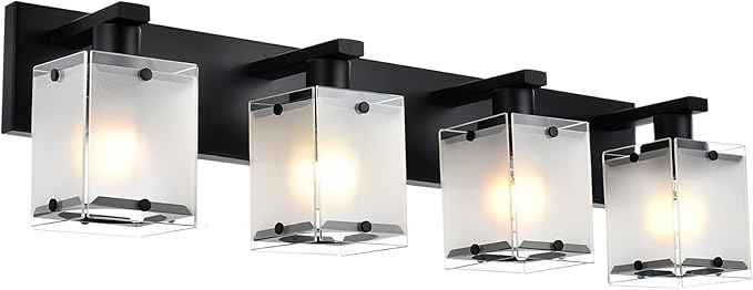 4-Lights Bathroom Vanity Lighting Over Mirror, E26 Bulb Base by WINSHENLighting