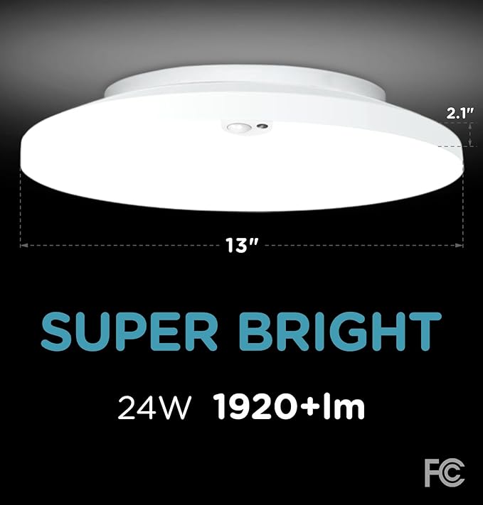 Motion Sensor Ceiling Light Indoor Wired, 13 Inch 24W, 5 CCT - Image 6