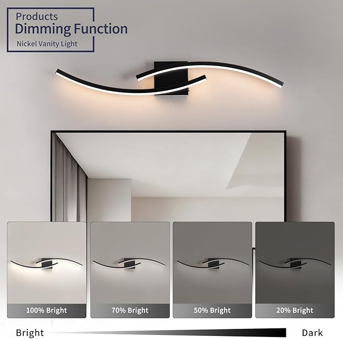 31.5 inch Modern Bathroom Vanity Light Black Lights Fixtures Dimmable 5CCT Led - Image 3
