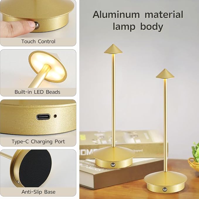 2 Pack Cordless Table Lamp Battery Lamp, Portable LED Desk Lamps, 6000mAh - Image 6