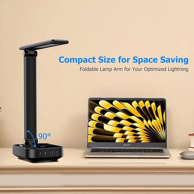 Yostyle LED Desk Lamp with 4 USB Charging Ports and 2 AC Outlets, 5ft Extension - Image 8