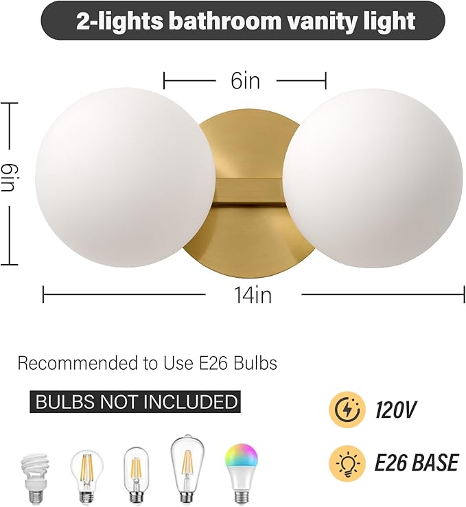 Gold Bathroom Vanity Light Fixtures: Modern Wall Scones - Image 2