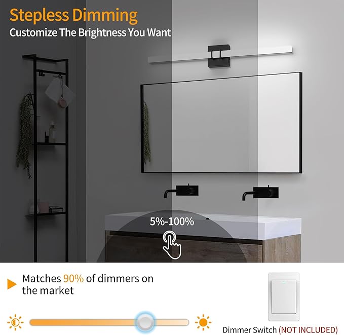 Modern Black Vanity Light Bar 32 Inch, 24W 5CCT Dimmable Bathroom Light - Image 5