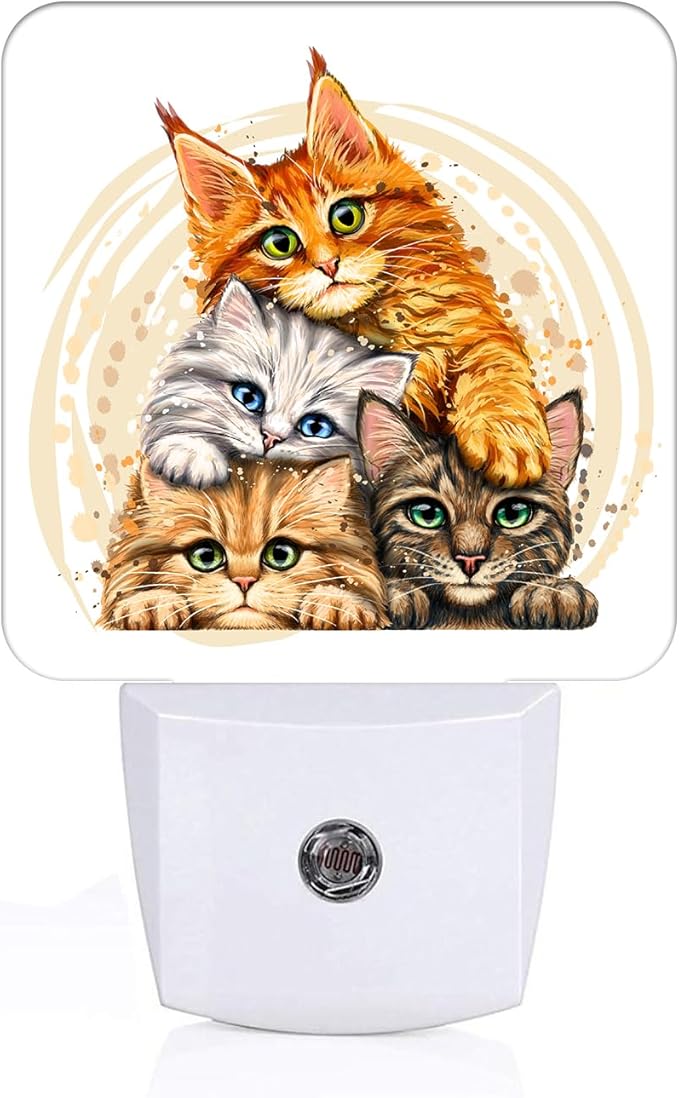 Colorful Cats Night Light, Plug-in Night Lights by Unknown