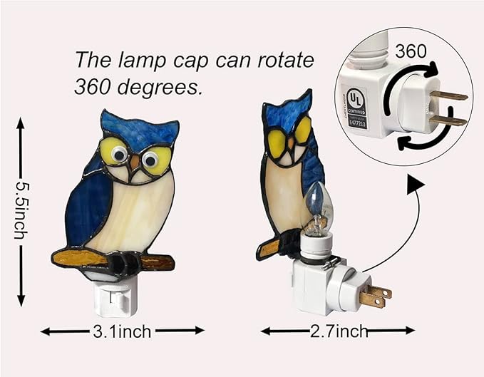 HUIMIEJU Colored Glass Owl Night Light, Children's Room Animal Night Light - Image 5
