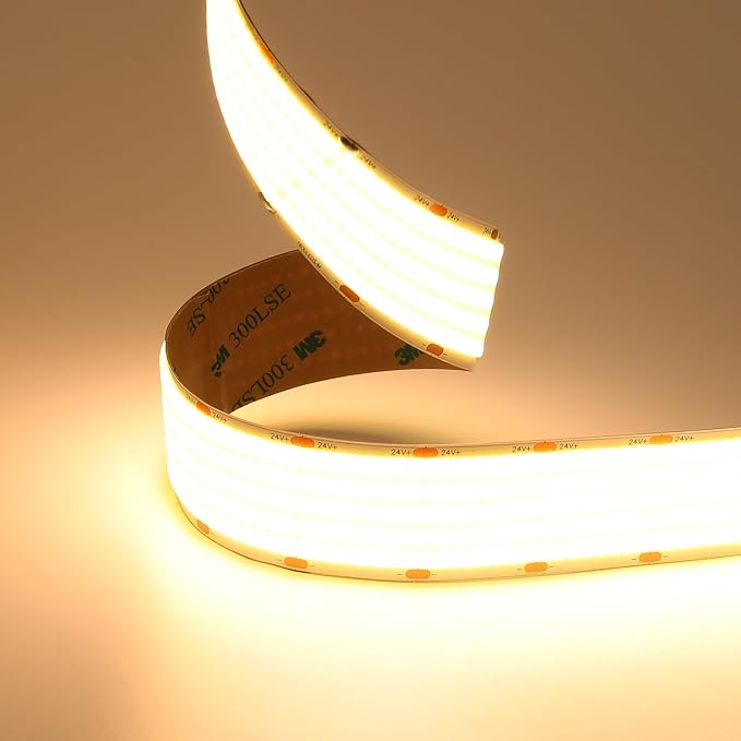 JOYLIT 30MM Wide COB LED Strip Lights 24V Warm White 3000K 16.4FT/5M 8000LEDs by JOYLIT