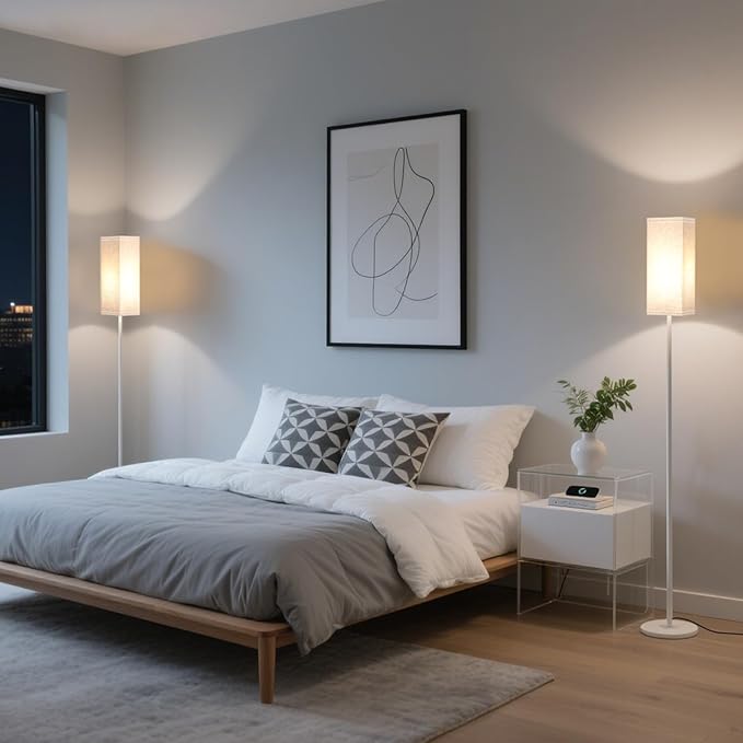 Floor Lamp, Pole Lamp with Foot Switch, Modern Standing Lamp Shade, Minimalist - Image 8