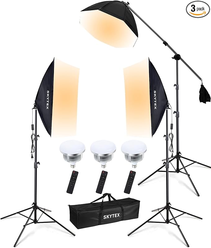 Skytex Softbox Lighting Kit, 20x28in Soft Box|28in Octa Softbox|85W 2700-6400K by skytex