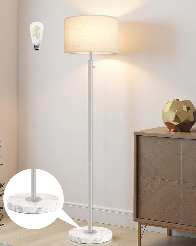 Brushed Nickel Floor Lamp for Living Room, Modern Standing Lamp by Aulaiyi
