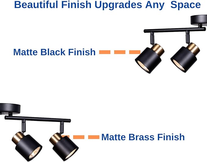 4 Light Track Lighting Kit, Matt Black Brass Finish Adjustable - Image 5