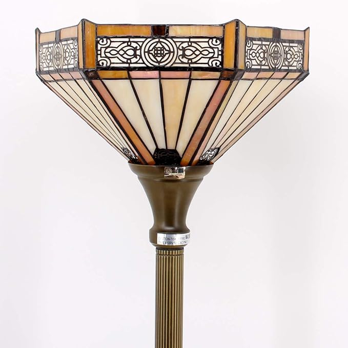 WERFACTORY Tiffany Floor Lamp Yellow Hexagon Stained Glass Mission Light - Image 8