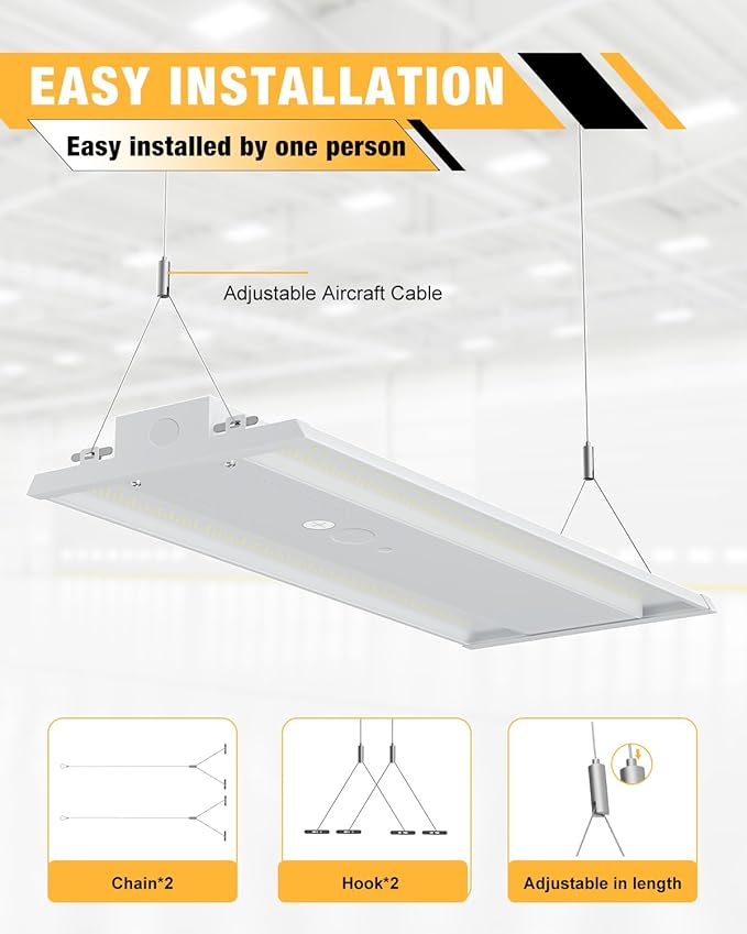 400W 4FT LED Linear High Bay Light, 60000LM Linear High Bay Shop Light - Image 4