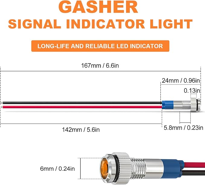GASHER 5 PCS Energy Saving Indicator Light, LED Light 12V/24V/110V 20mA Panel - Image 3