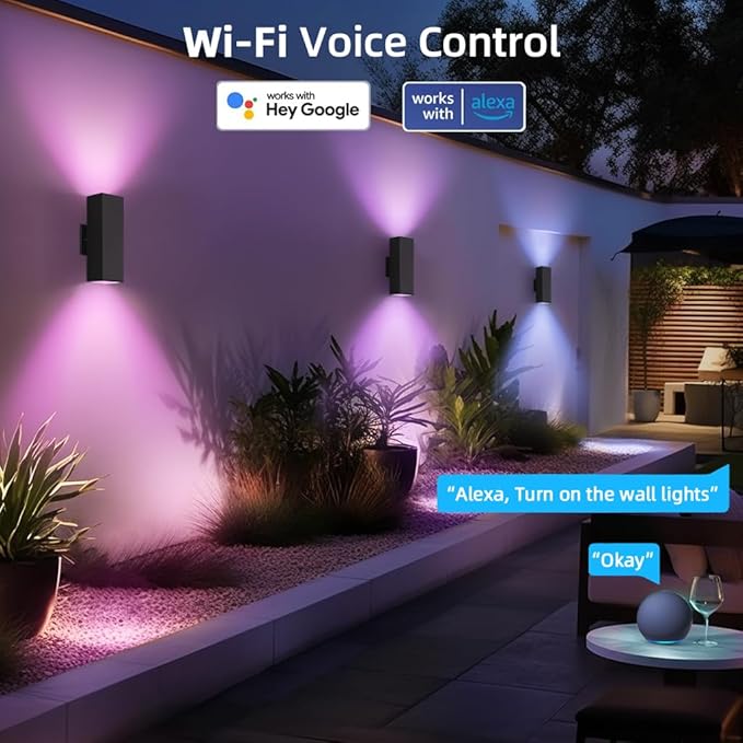 KIZON Smart Outdoor Wall Lights RGBCW Color Changing, Modern Dusk to Dawn - Image 4