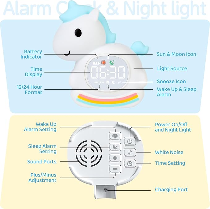 Alarm Clock for Kids with Night Light, Sleep Training Clock Time to Wake Clock - Image 9