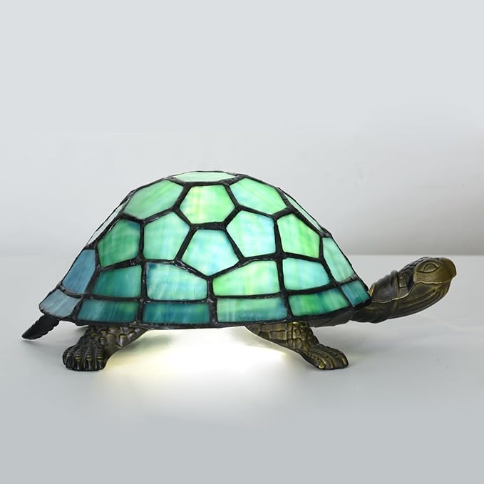 A0019 Turtle Tiffany Style Accent Table Lamp Handmade Stained Glass Animal - Image 4