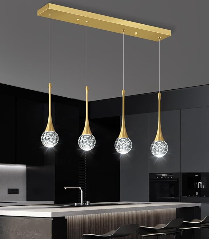 4-Lights Modern Pendant Lights for Kitchen Island LED Dimmable Crystal Glam - Image 6
