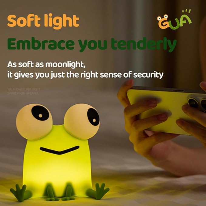 Frog Night Light for Kids, Rechargeable Bedside Touch Lamp, - Image 2