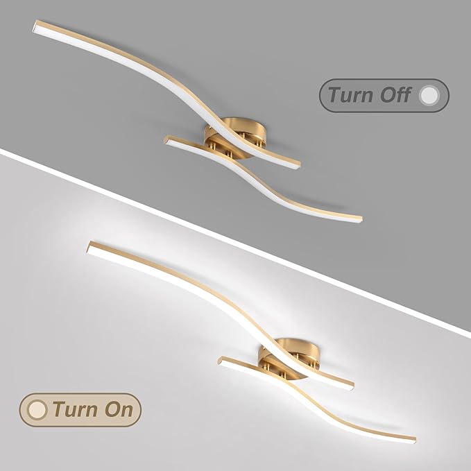 28W Gold Linear Ceiling Light Gold Modern LED Ceiling Light Fixture 6000K - Image 9