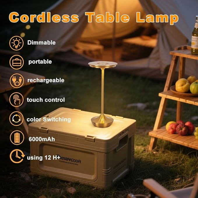 EJQ Rechargeable Cordless Table Lamp, 6000mAh Battery Operated LED Table Lights - Image 4