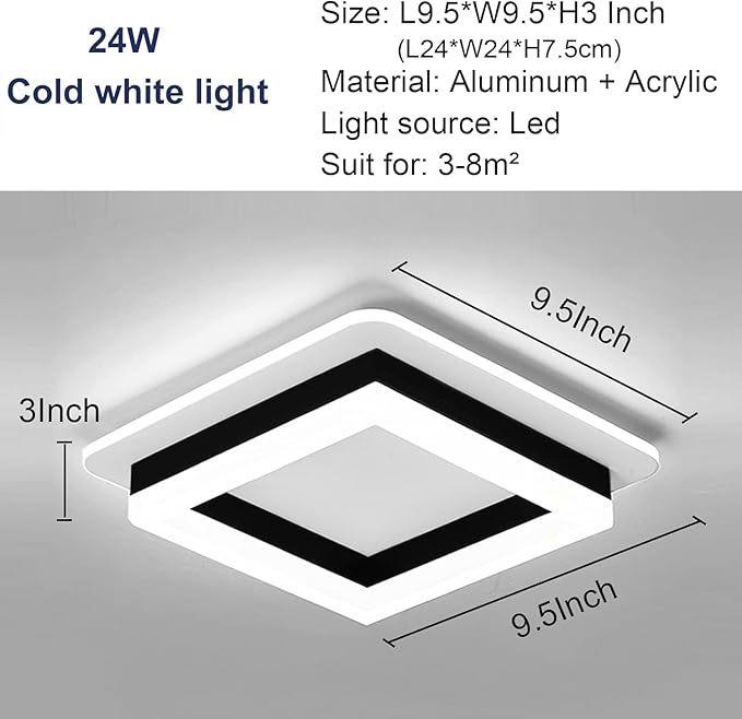 Motion Sensor LED Ceiling Light Indoor, 24W Black Mount Motion Activated - Image 2
