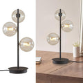 Modern Globe Table Lamp, Mid Century 3 Lights Black Bedside Lamp by Fulesi