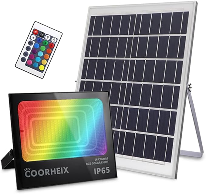 Solar Flood Light Outdoor, Color Changing Led Smart Flood Spot Light, RGBW Warm by COORHEIX
