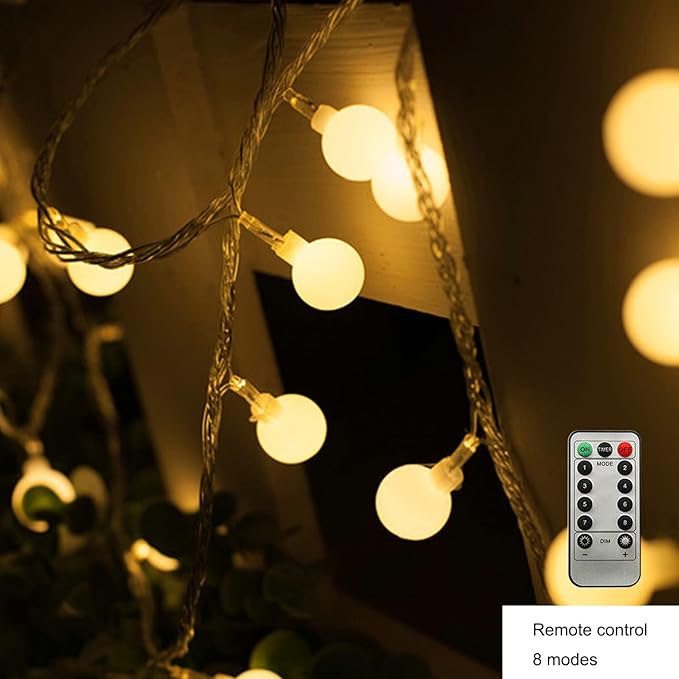 ZIMINGU LED Ball String Lights, 19.6FT 40LEDs Globe Waterproof Fairy String - Image 2
