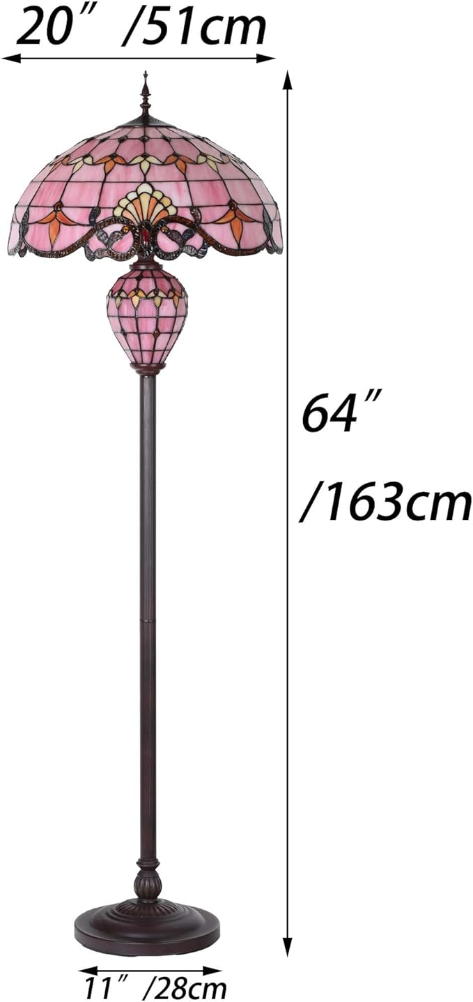 Bieye L10897 Baroque Tiffany Style Stained Glass Double Lit Floor Lamp - Image 6
