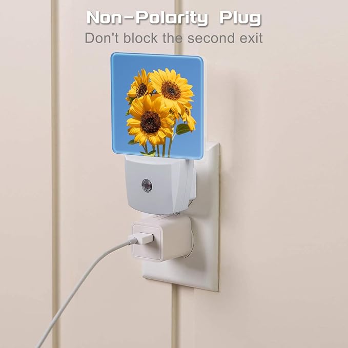 Blooming Sunflowers Night Light Plug into Wall, Summer Blue Sky Sunflower Dusk - Image 3