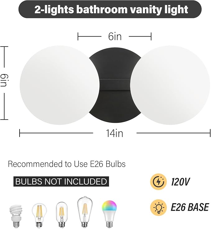 Black Bathroom Vanity Light Fixtures: Modern Wall Scones - Image 2
