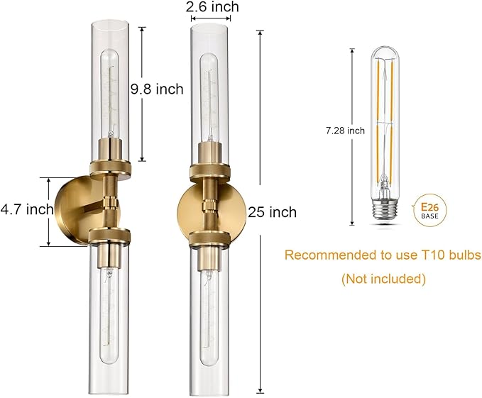 LaLuLa 2-Light Bathroom Vanity Light, Knurled Texture Linear Gold Wall Sconces - Image 5
