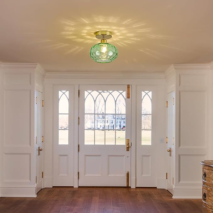 Green Glass Semi Flush Mount Ceiling Light - Image 8