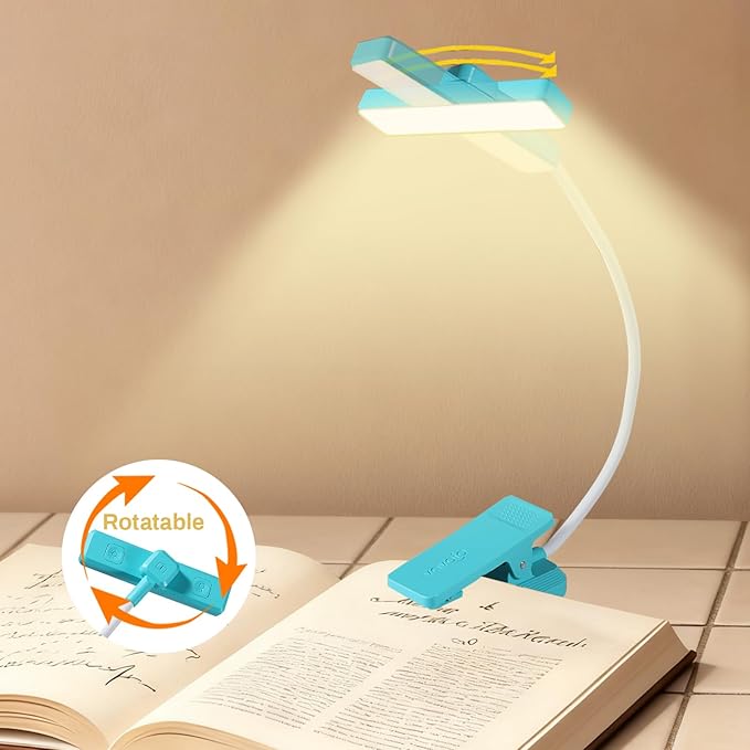 VAVOFO Rechargeable Book Light Rotatable：24 LEDs Reading Light, 3-Color & - Image 2