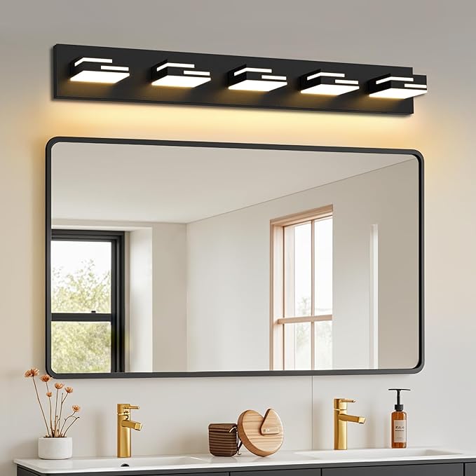 LED Modern Bathroom Vanity Light Fixtures 5-Light 5CCT Dimmable Matte Black - Image 6