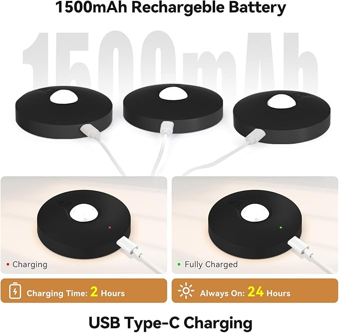 Rechargeable Puck Lights with Remote, 3 Pack Magnetic Under Cabinet Lighting - Image 5