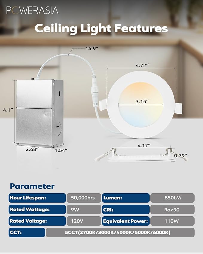 6 Pack 4 Inch LED Recessed Lights - Image 2