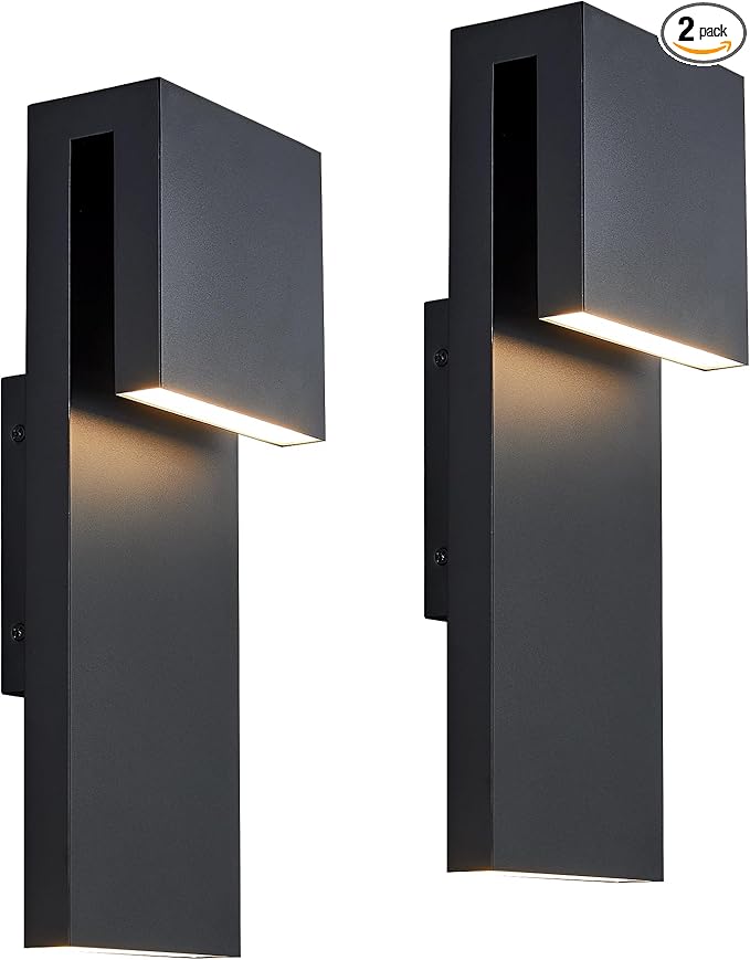Modern Porch Lights with 2 Pack, Outdoor Indoor Integrated LED Wall Lights by TarentlightOutdoorLighting