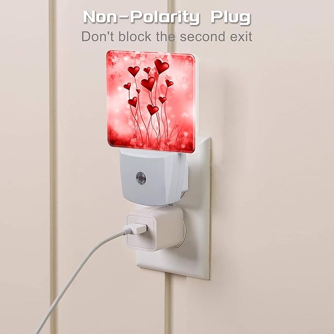 Red Hearts Night Light Plug into Wall, Romantic Sweet Heart Dusk to Dawn Night - Image 3