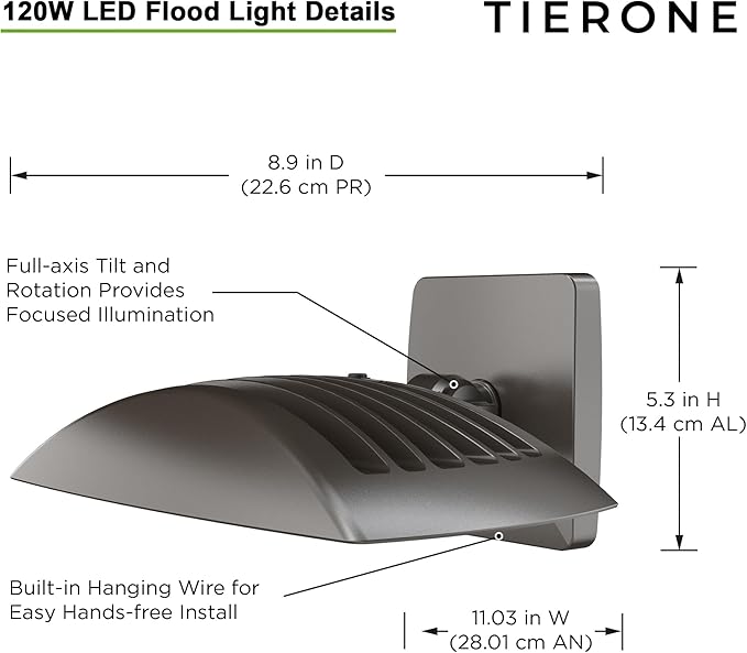 LED Outdoor Flood Light with Dusk to Dawn Photocell 120W Outdoor Security Light - Image 2