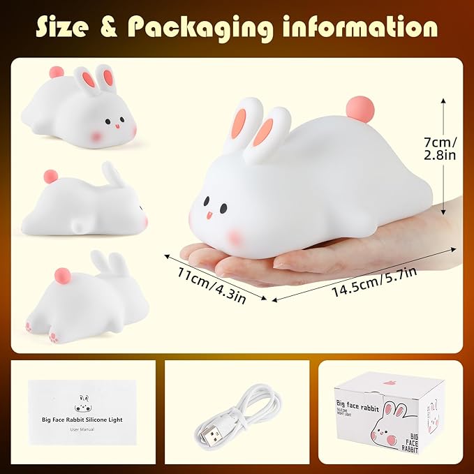YISUN Bunny Night Light, Cute Silicone Nightlight - Image 3