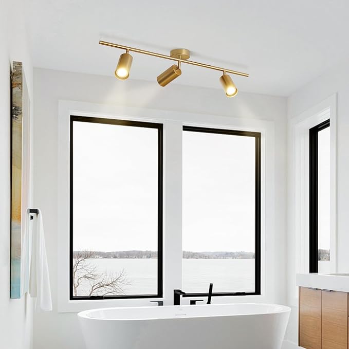 BOKT Brushed Brass Gold 3-Lights LED Adjustable Track Lighting Kit Mid Century - Image 7