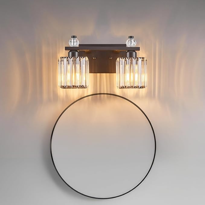Vanity Lights 2-Light Modern Crystal Vanity Light Sand Black Bathroom Light - Image 7