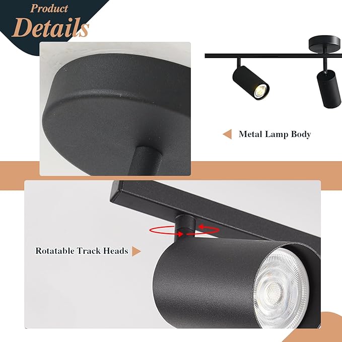 BOKT Modern Matte Black 3 Lights Adjustable LED Track Lighting Kits Industrial - Image 3