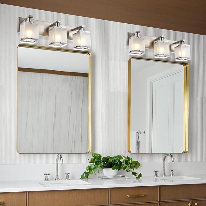 Modern 3-Lights Brushed Nickel Vanity Lights, Bathroom Light Fixture Over - Image 5