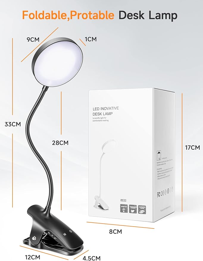 Mubarek Clip on Lamp, 5 Brightness+5 Color Clip on Light, 200LM 36 LED Reading - Image 8