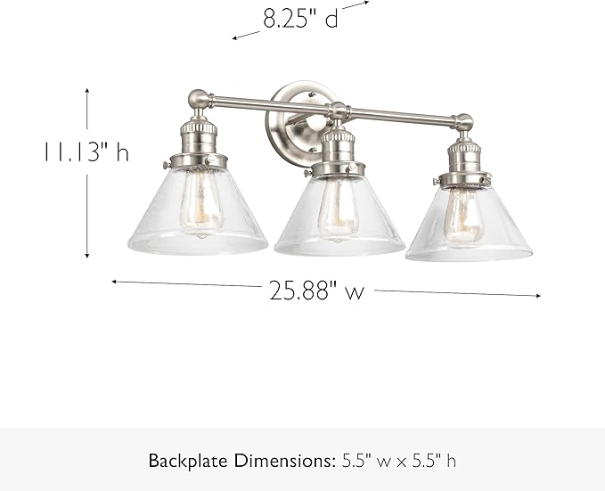 Design House Augustin Vanity Light, Seeded Glass Warm Glow, Up/Down Glow - Image 3