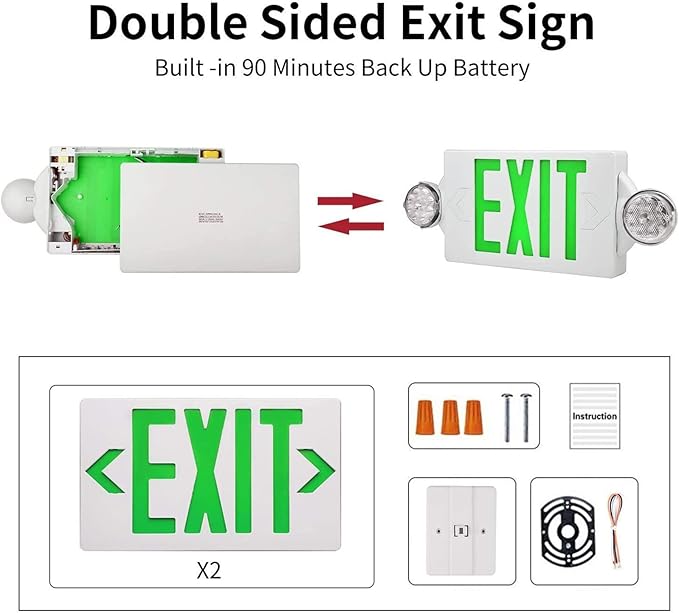 AKT LIGHTING LED Emergency Light & Exit Sign Combo, UL Certified Emergency Exit - Image 7