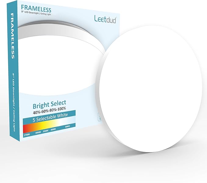 Flush Mount LED Ceiling Light Wired, 9 Inch 18W, 5 CCT 2700/3000/3500/4000/5000K by Leetdud
