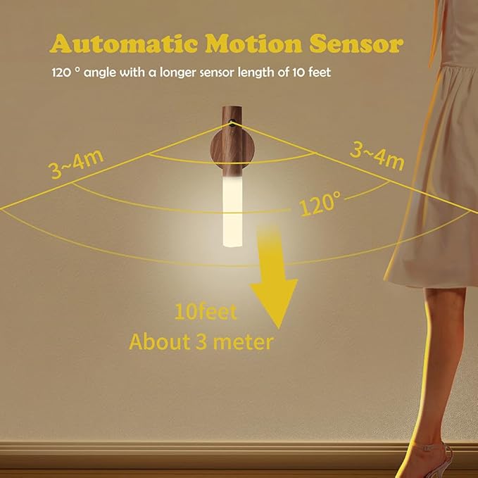 LANDGOO Wooden Motion Sensor Night Lights Magnet Body Sensor Hallway Night - Image 4